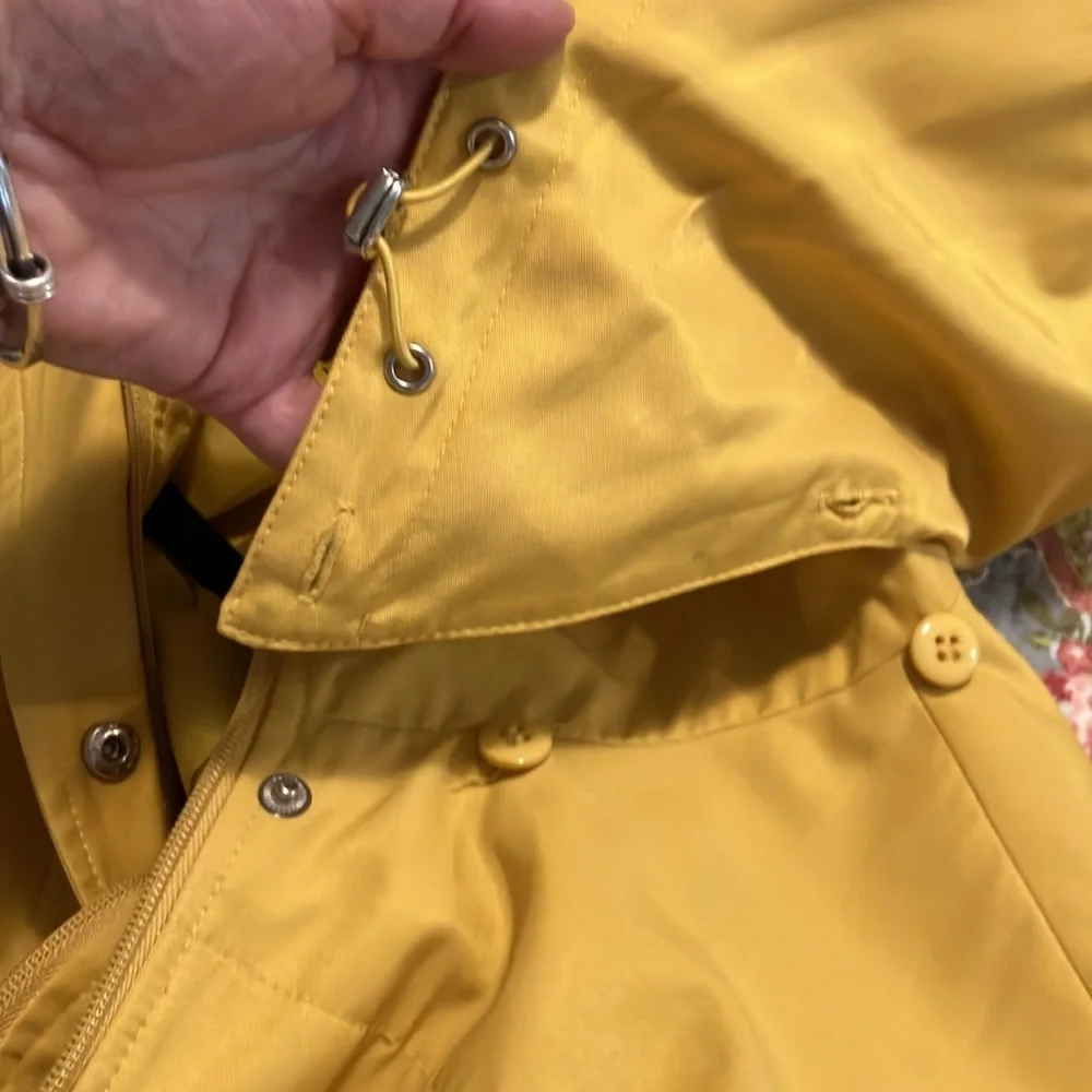 Yellow Hooded Belted Raincoat by Gallery Size Large EUC - Picture 13 of 16